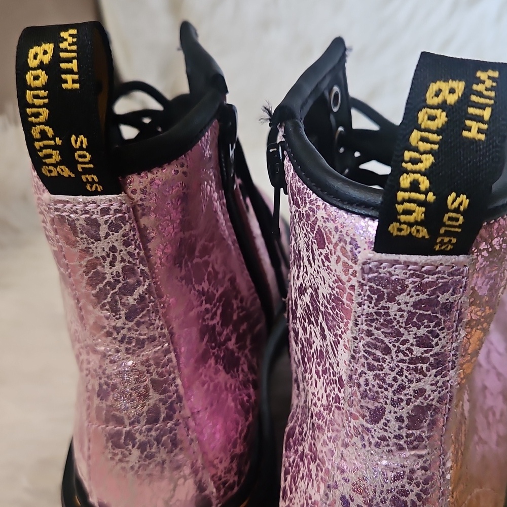 Dr Martens Pink Glitter Combat Boots - Picture 6 of 6